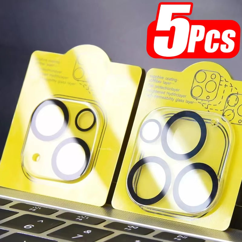 1-5Pcs Tempered Glass for Iphone 16 15 14 13 Pro Max plus Mini Camera Lens Protector Black Circle Protective Lens Film Cover
