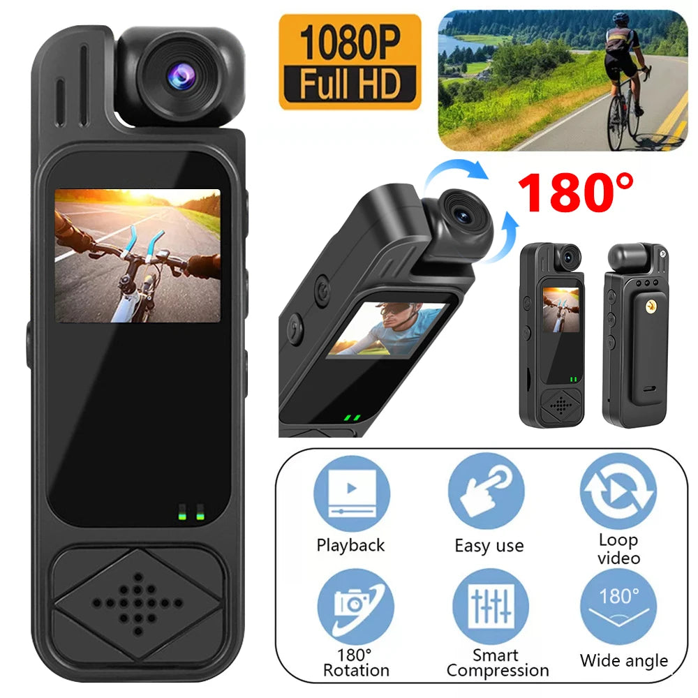 128G 1080P Mini Camera Portable Video Recorder Worn Police Body Cam HD Infrared Night Vision Sports DV Camera 180 Rotatable Len