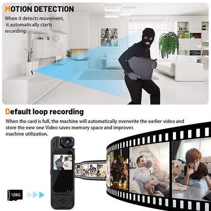 128G 1080P Mini Camera Portable Video Recorder Worn Police Body Cam HD Infrared Night Vision Sports DV Camera 180 Rotatable Len