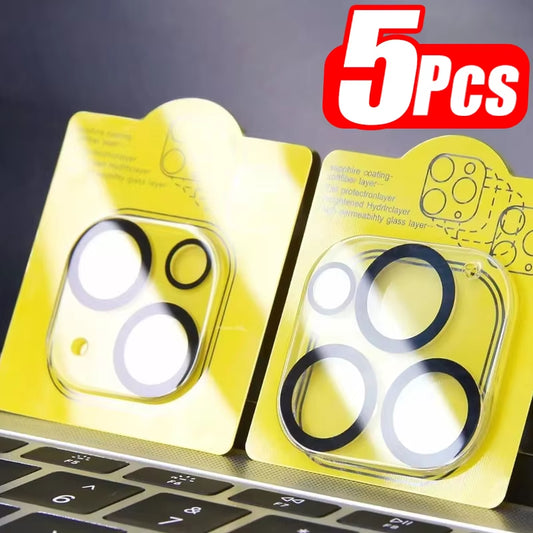 1-5Pcs Tempered Glass for Iphone 16 15 14 13 Pro Max plus Mini Camera Lens Protector Black Circle Protective Lens Film Cover