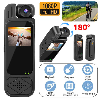 128G 1080P Mini Camera Portable Video Recorder Worn Police Body Cam HD Infrared Night Vision Sports DV Camera 180 Rotatable Len